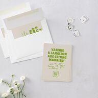 Retro Modern QR Code Save the Date Petite Cards Greenery Signature smooth Blank No Standard