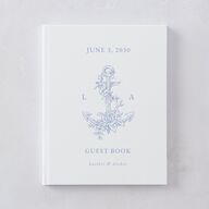 Coastal Oysters and Anchors Guest Books Sea Blue