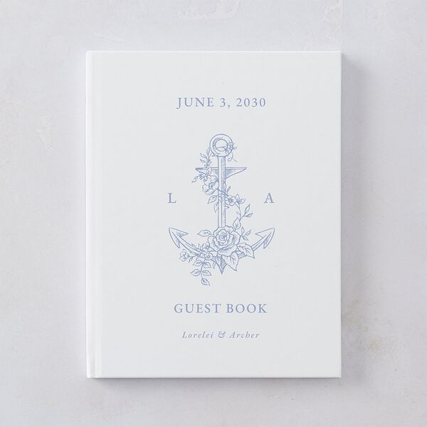 Coastal Oysters and Anchors Guest Books Sea Blue