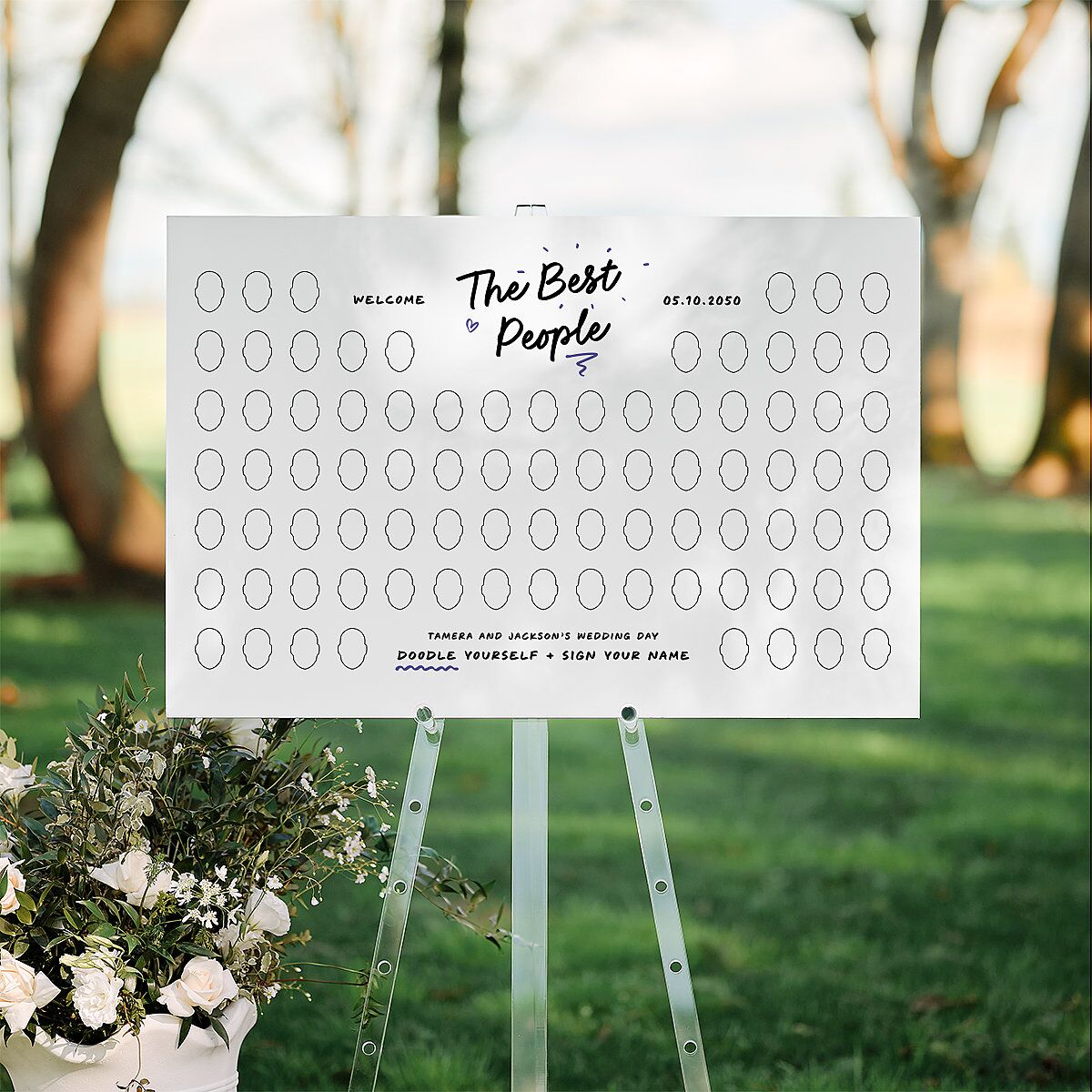 Draw Yourself Guest Interactive Standard Welcome Sign Large Pure White Standard Indoor Foam Core L Welcome