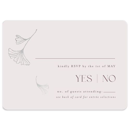 Ginkgo Leaves Wedding Response Cards Silver Plum Signature Rounded
