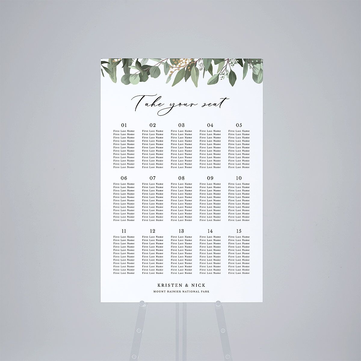 Eucalyptus Frame Standard Seating Chart Large