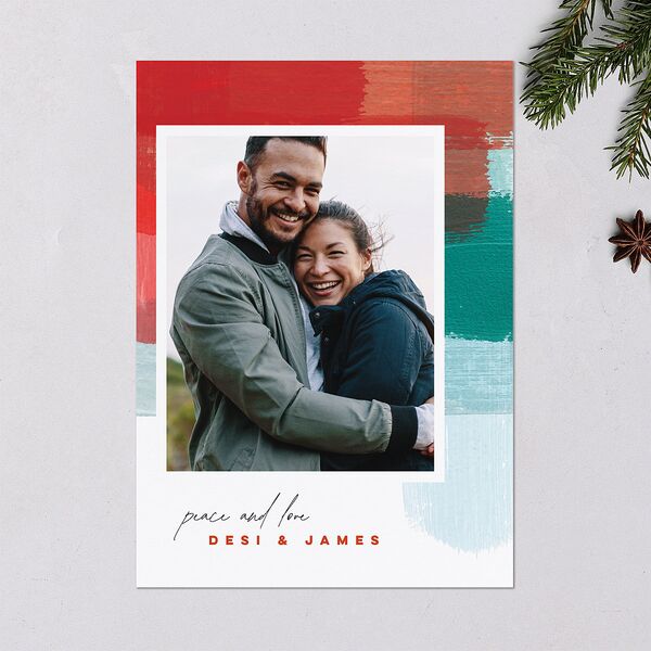 Painted Holiday Holiday Cards Red Clay Signature Blank Standard Portrait