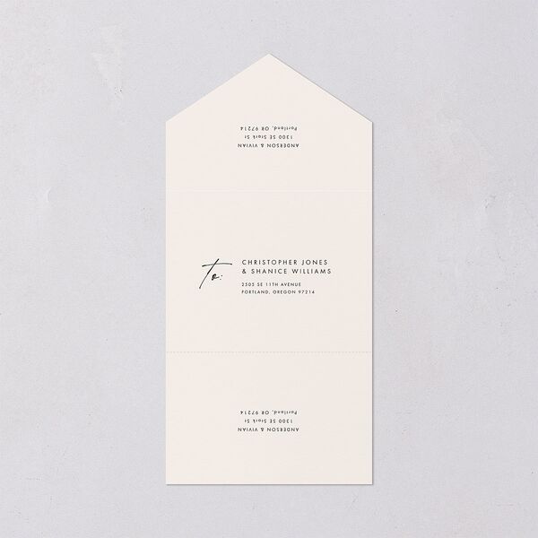 Simply Script All-in-One Wedding Invitations Linen Signature Light Both Recipient and Return Addresses No