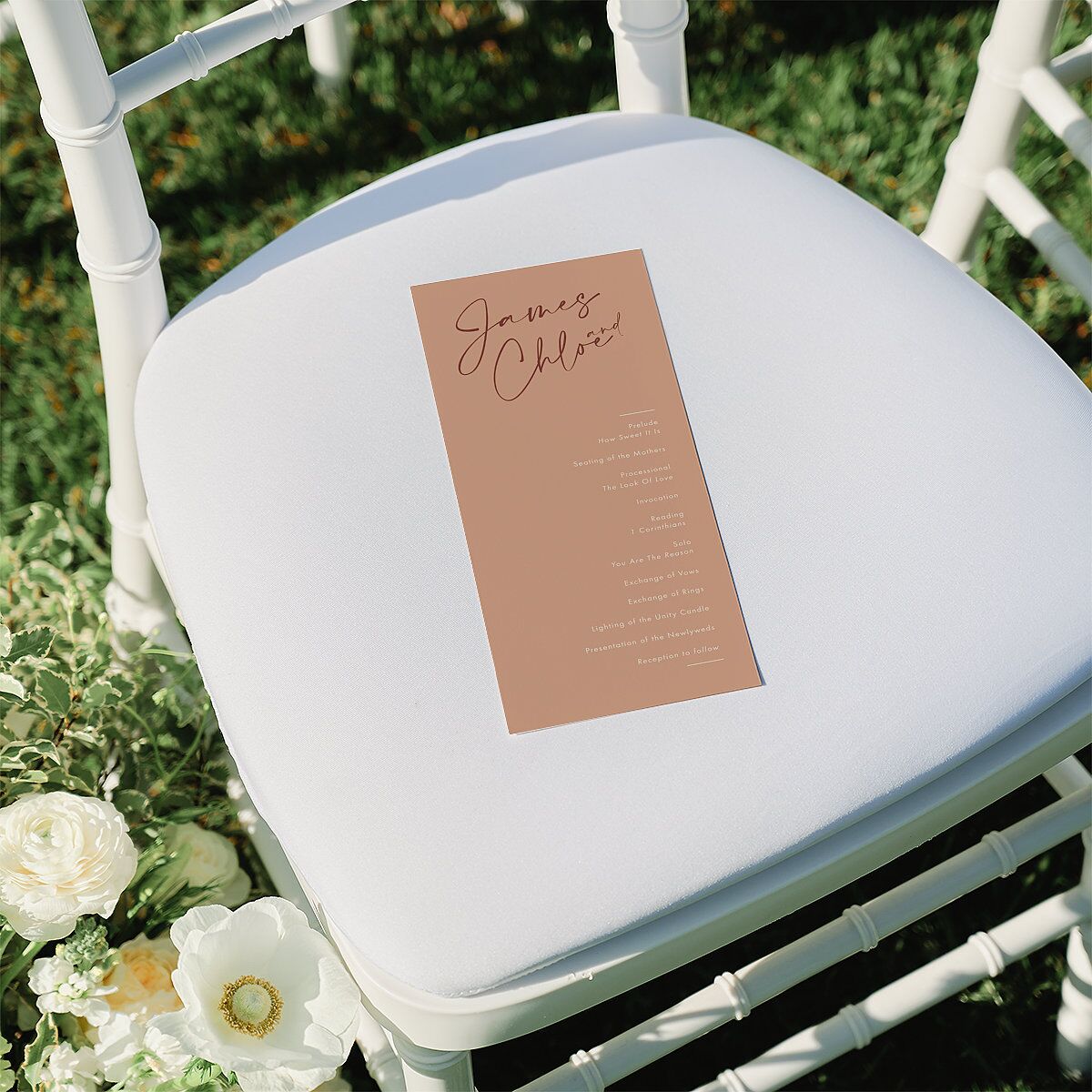 Simple Script Wedding Programs Vintage Pink Signature