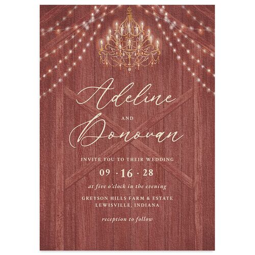 Farmhouse Lights Wedding Invitations Jewel Red Signature Blank No Standard
