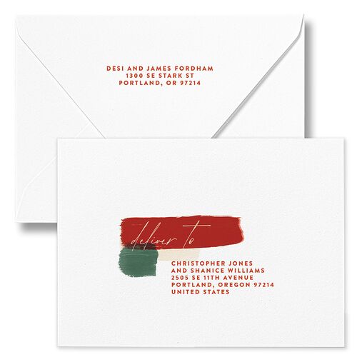 Baby's First Kwanza Painted Watercolor Holiday Card Euro Envelopes White Red Clay Both Recipient and Return Addresses Luxe Signature