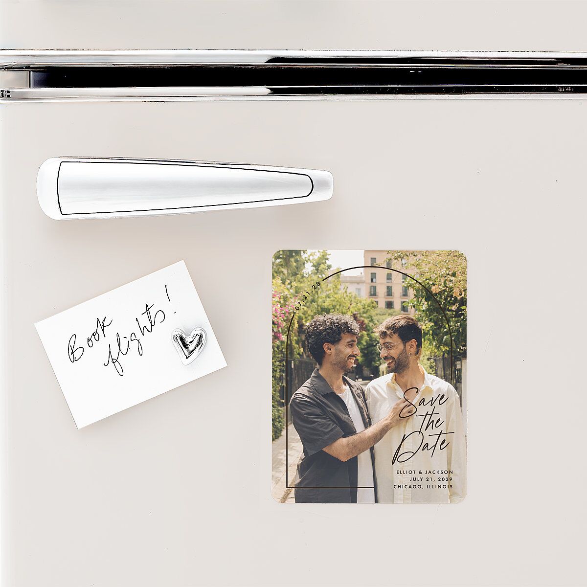 Scripted Arch Save The Date Magnets Deep Bronze Magnet Paper