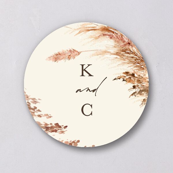Soft Pampas Wedding Stickers Sepia Circle