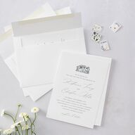 Classic Landscape Wedding Invitations Steel Gray Signature Blank No Standard