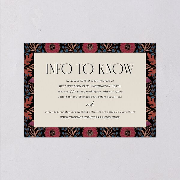 Ornate Garden Wedding Enclosure Cards Garnet Signature Standard