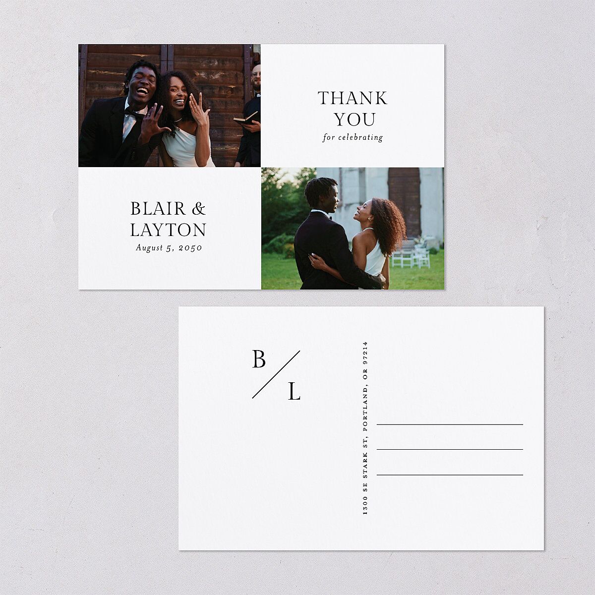 Elegant Photo Apex Thank You Postcards Pure White