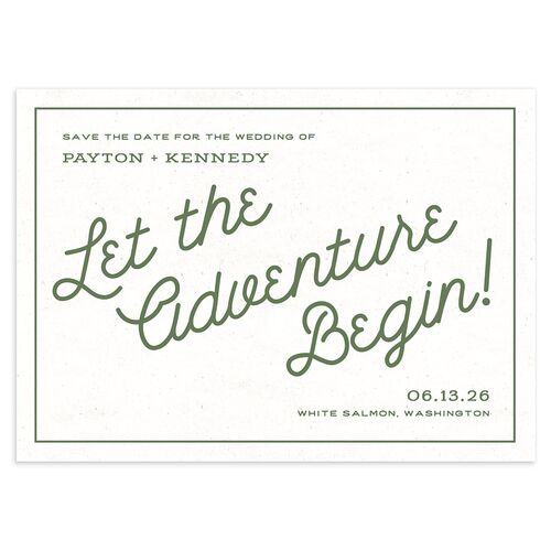 Happy Campers Save The Date Cards Deep Olive Signature smooth Blank No