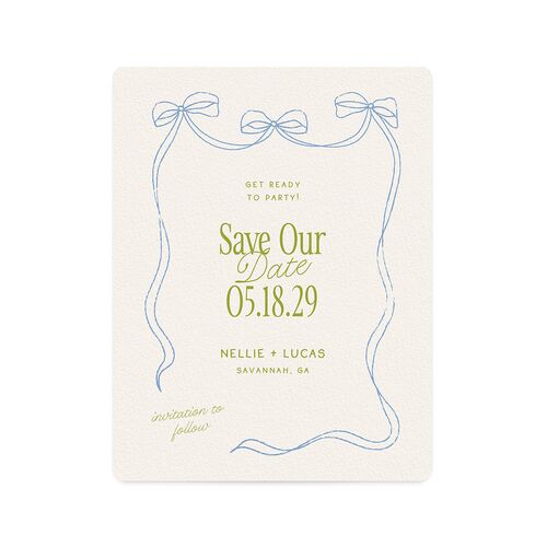 Modern Delicate Bows Save The Date Magnets Peridot Magnet Paper