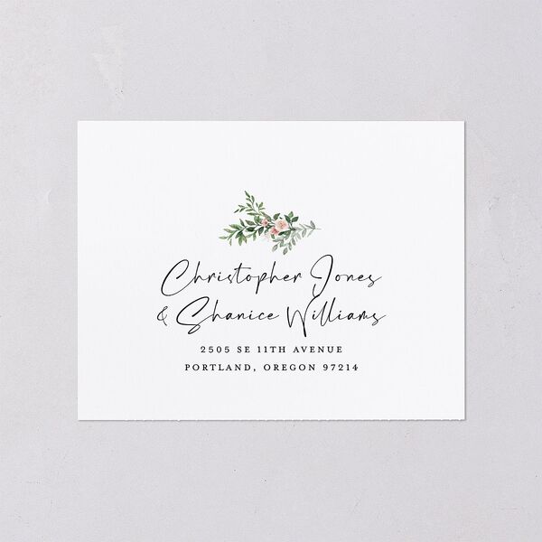 Floral Arc All-in-One Wedding Invitations Shell Pink Signature Light Both Recipient and Return Addresses No