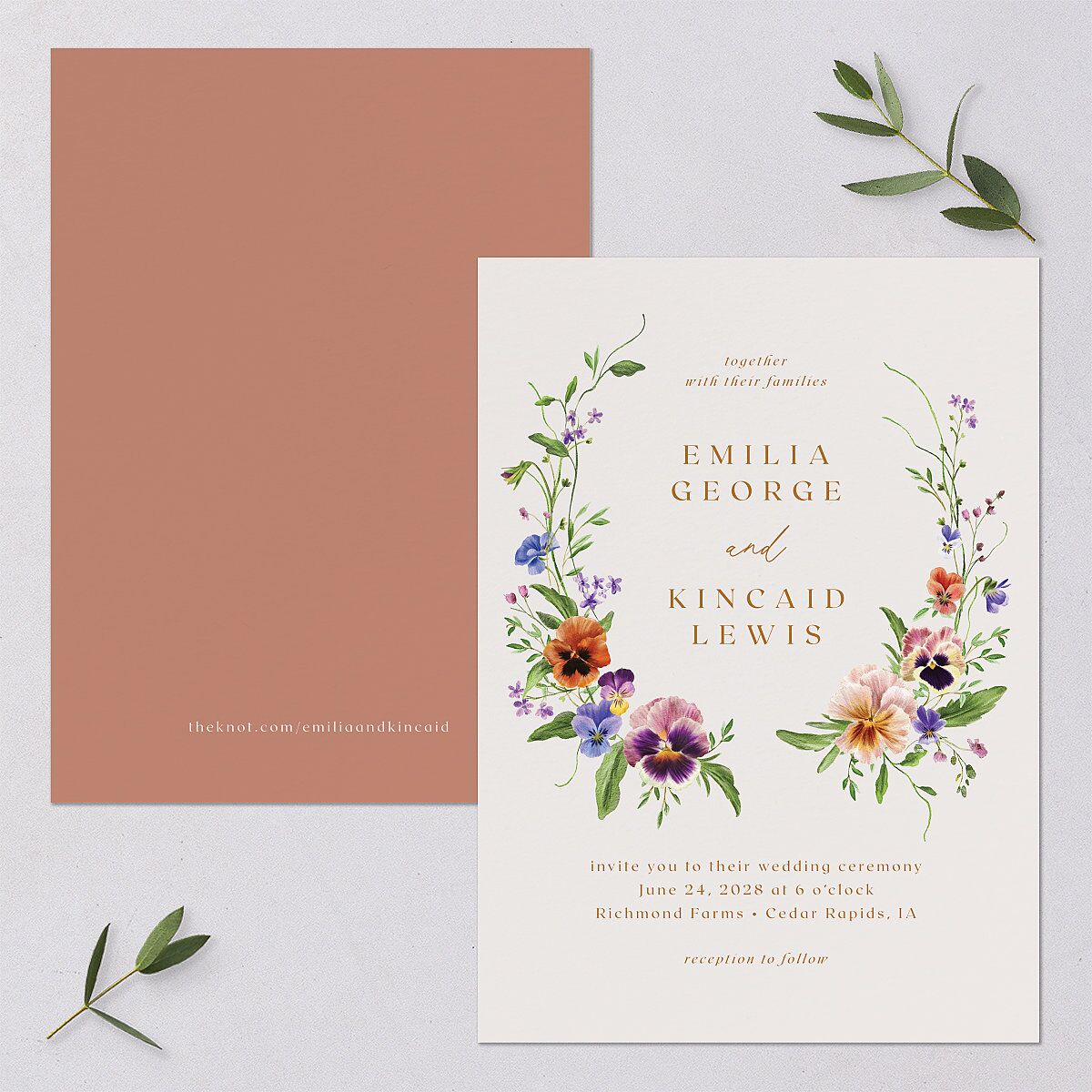 Wild Pansies Wedding Invitations — view 1