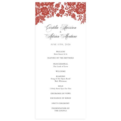 Ornate Lace Wedding Programs Copper Signature