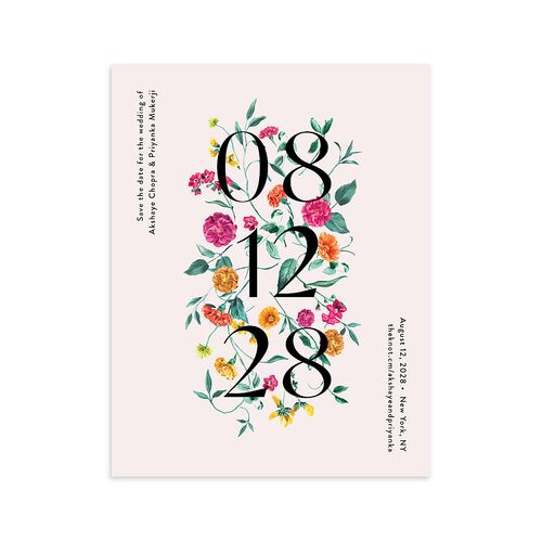 Indian Ascending Garland Save the Date Petite Cards Peony Signature smooth Blank No Standard