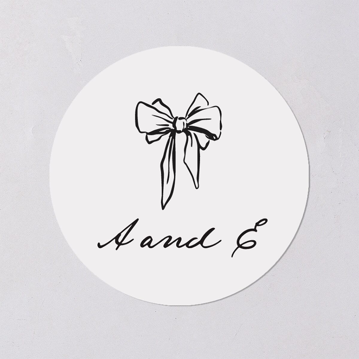 Vintage Candelabra with Bow Wedding Stickers Charcoal Circle