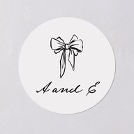 Vintage Candelabra with Bow Wedding Stickers Charcoal Circle