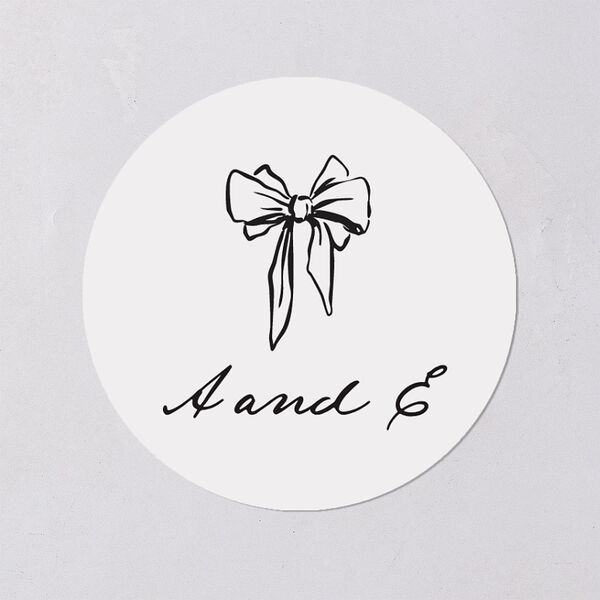 Vintage Candelabra with Bow Wedding Stickers Charcoal Circle