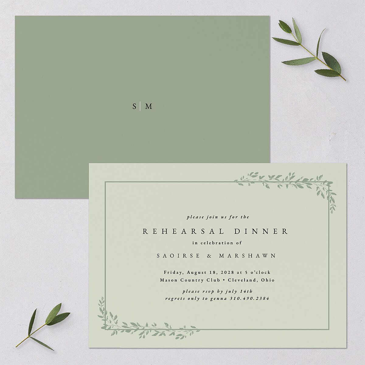 Dainty Frame Rehearsal Dinner Invitations Thyme Signature Blank Standard