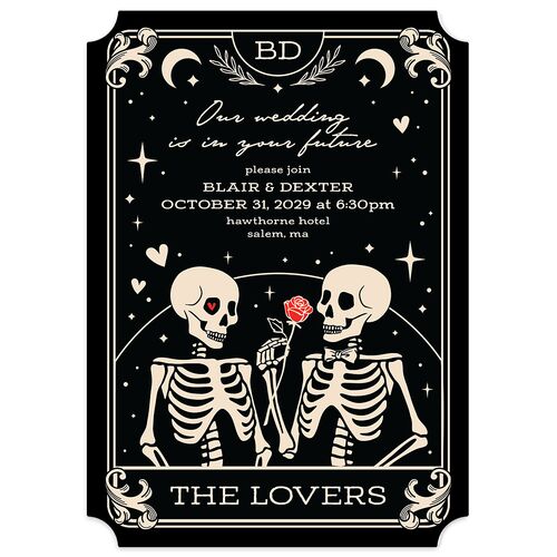 Halloween Tarot Skeletons Wedding Invitations Midnight Signature Blank No Ticket