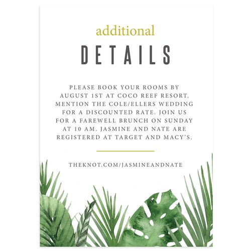 Tropical Leaves Wedding Enclosure Cards Scottish Green Signature