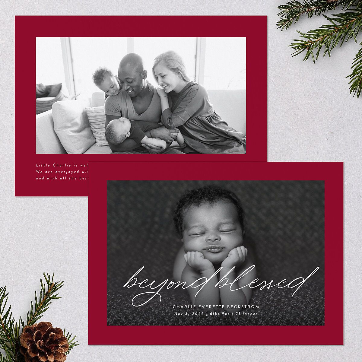 Beyond Blessed Holiday Cards Garnet Signature Blank Standard Landscape
