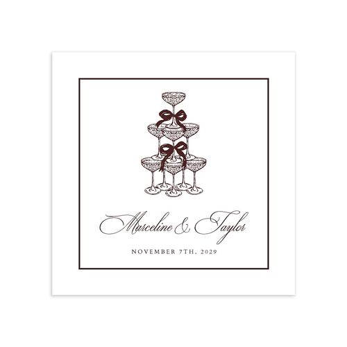 Classic Champagne with Bows Cocktail Napkins Burgundy Napkin Uncoined