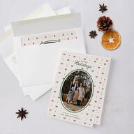 Vintage Bow Pattern Photo Holiday Cards Jewel Green Signature Blank Standard