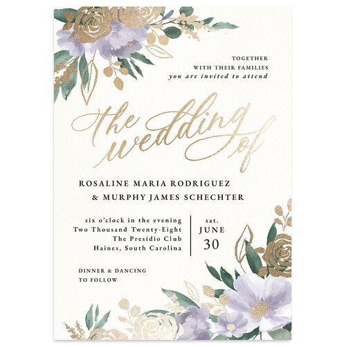 Exquisite Garden Wedding Invitations Gold Boysenberry Signature Blank No Standard