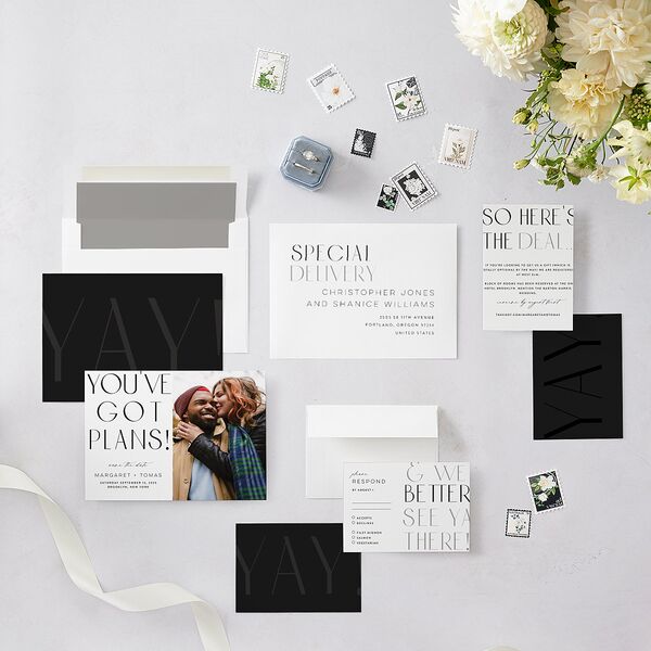 Real Talk Save The Date Cards Cotton Signature smooth Blank No Standard