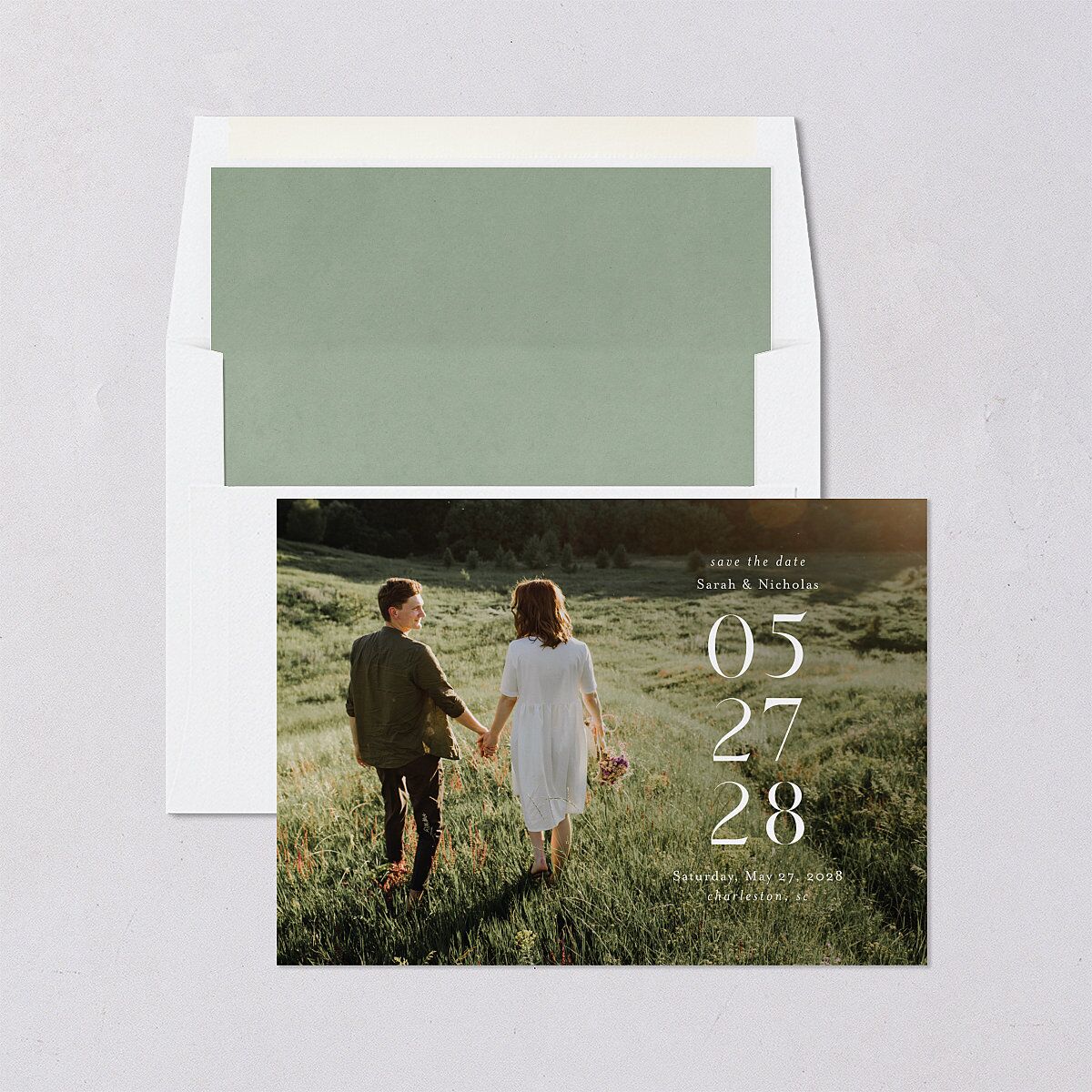 Greenery Altar Save the Date Cards Thyme Signature smooth Blank No Standard