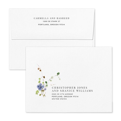 Delicate Wildflower Save the Date Magnet Envelopes White Pure White Both Recipient and Return Addresses Signature Standard