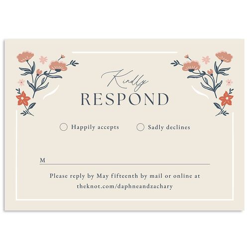 Flora Garden Border Wedding Response Cards Moody Blue Signature Standard