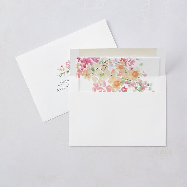 Pastel Flower Arch Foil Save the Date Cards Gold Pink Cotton Signature smooth Blank No Standard
