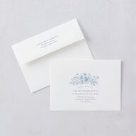 Vintage French Floral Toile Wedding Invitations Dusty Blue Signature Blank No Standard