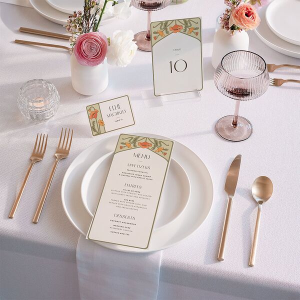 Vintage Nouveau Place Cards Pear Signature