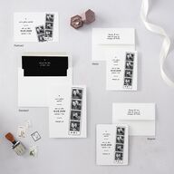 Hand Drawn Photo Strip Save the Date Postcards Pure White