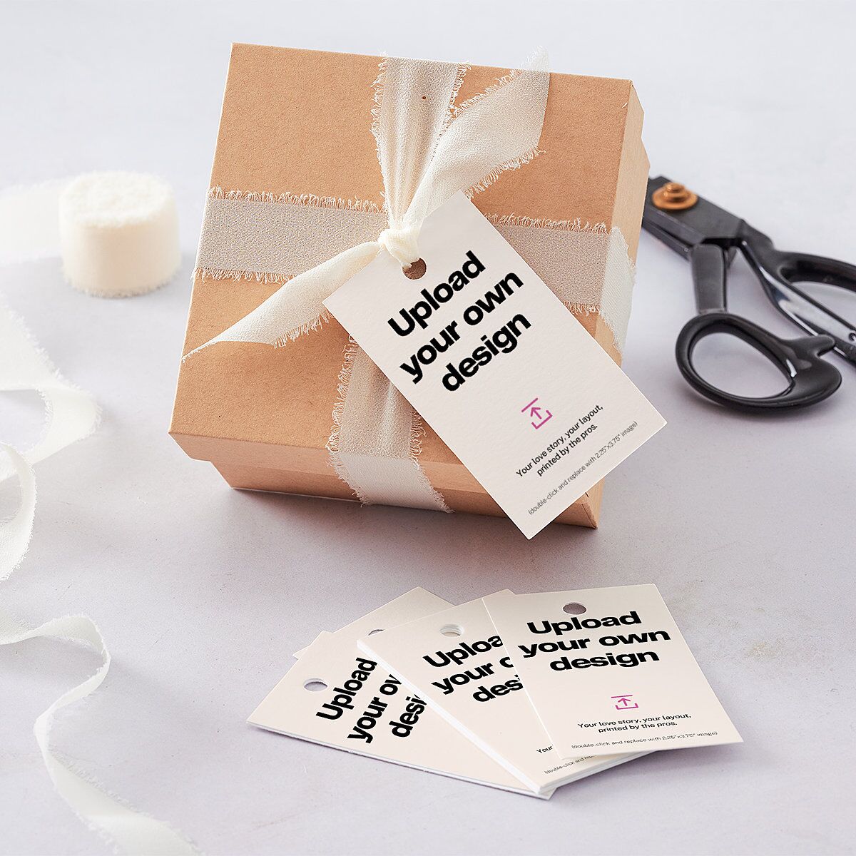 Upload Your Own Design Portrait Photo Gift Tags Pure White Signature