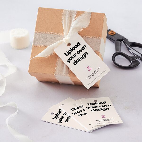 Upload Your Own Design Portrait Photo Gift Tags Pure White Signature
