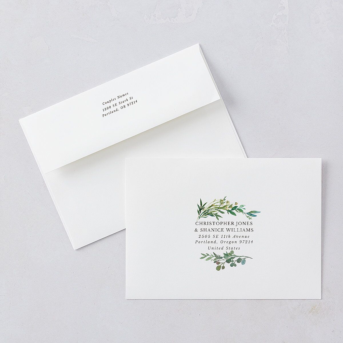 Leafy Hoops Rehearsal Dinner Invitation Envelopes — view 5