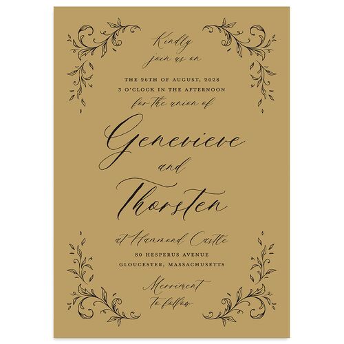 Dark Vintage Fantasy Wedding Invitations Almond Signature Blank No Standard