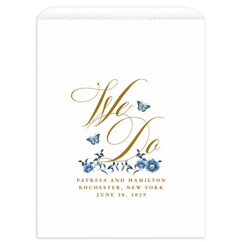 Opulent Garden Favor Bags White Dusty Blue Wax-Lined Food Safe Paper