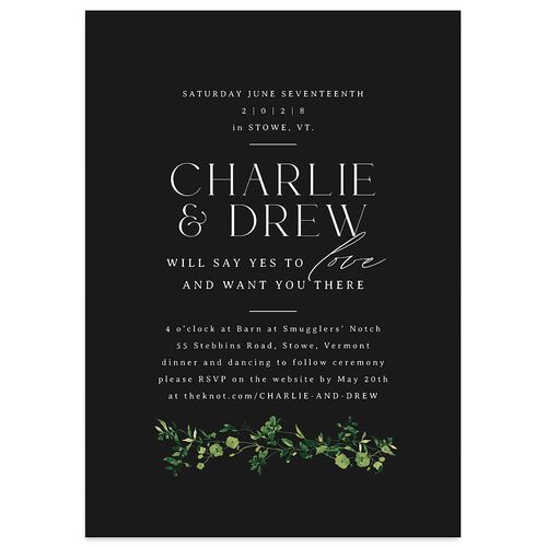 Simple Vine Wedding Invitations Charcoal Signature Blank No Standard