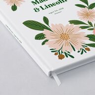Retro Bloom Wedding Guest Book Scottish Green