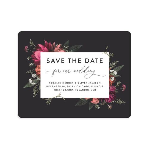 Blooming Botanical Save the Date Petite Cards Midnight Signature smooth Blank No Rounded