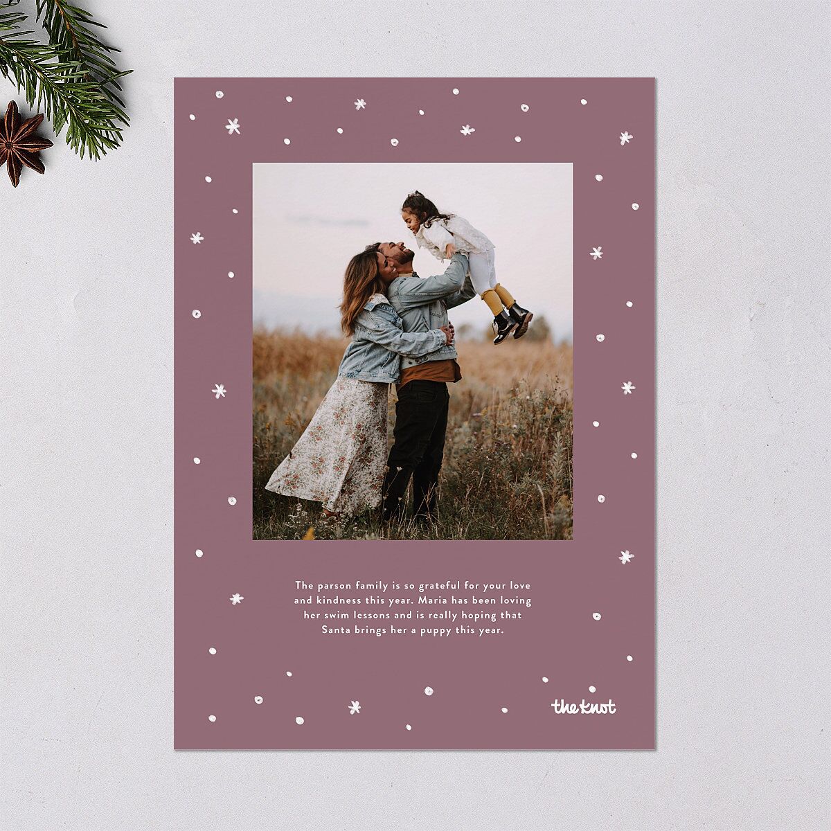 New Year More Cheer Holiday Cards Mauve Signature Blank Standard Portrait