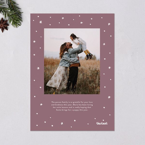 New Year More Cheer Holiday Cards Mauve Signature Blank Standard Portrait